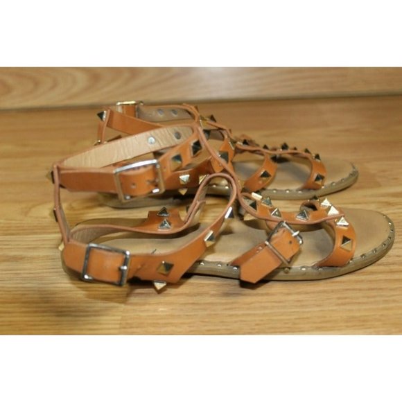 New Tan Strap Gold Studded Gladiator Forever Sandals Size: 5" 1/2 - Picture 3 of 7